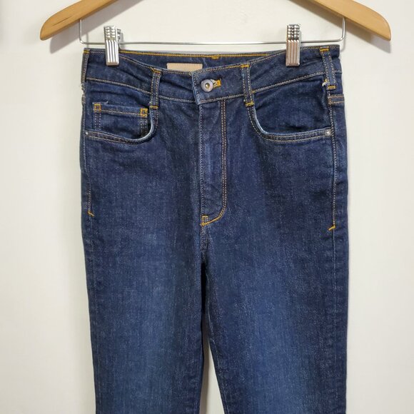 ANTHROPOLOGIE Pilcro The Split Straight Jeans Hi-Rise Dark Blue Women's 26 x 33" - Picture 5 of 16